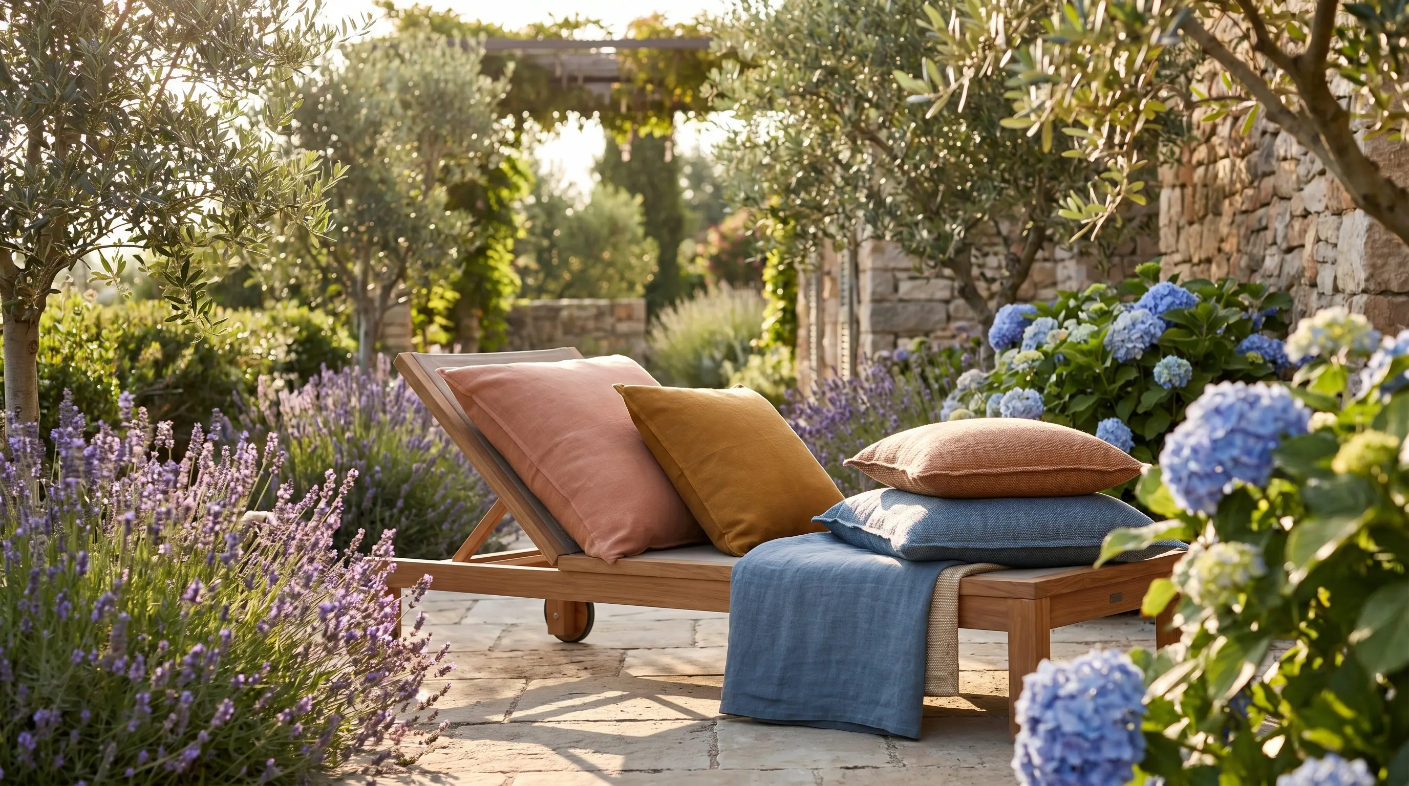 Como combinar as suas almofadas de exterior com plantas e flores?
